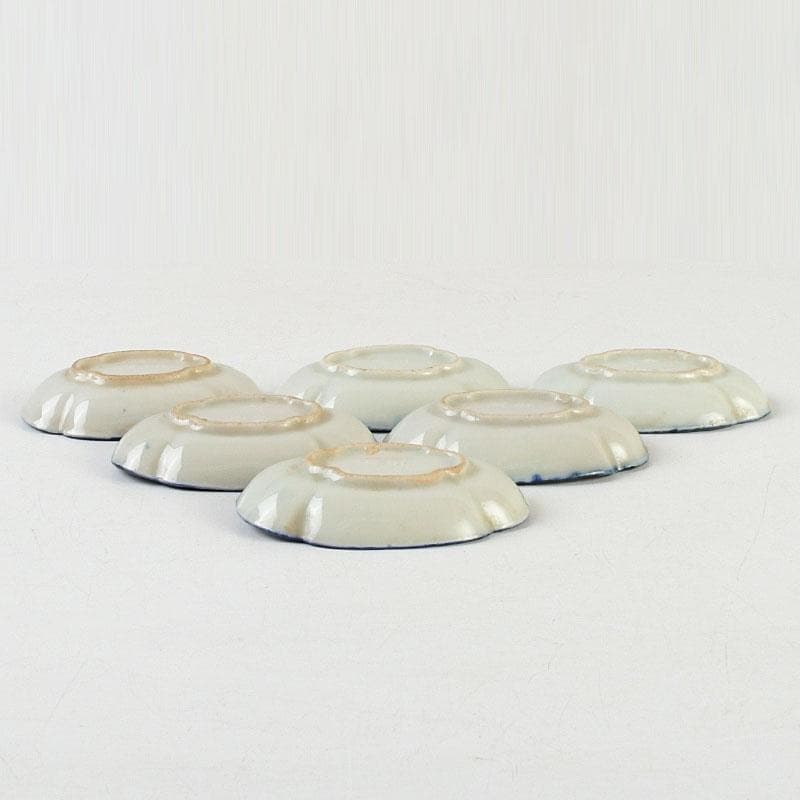 和食器 茶懐石 染付 花蝶文 手塩皿 六客 在銘 時代箱