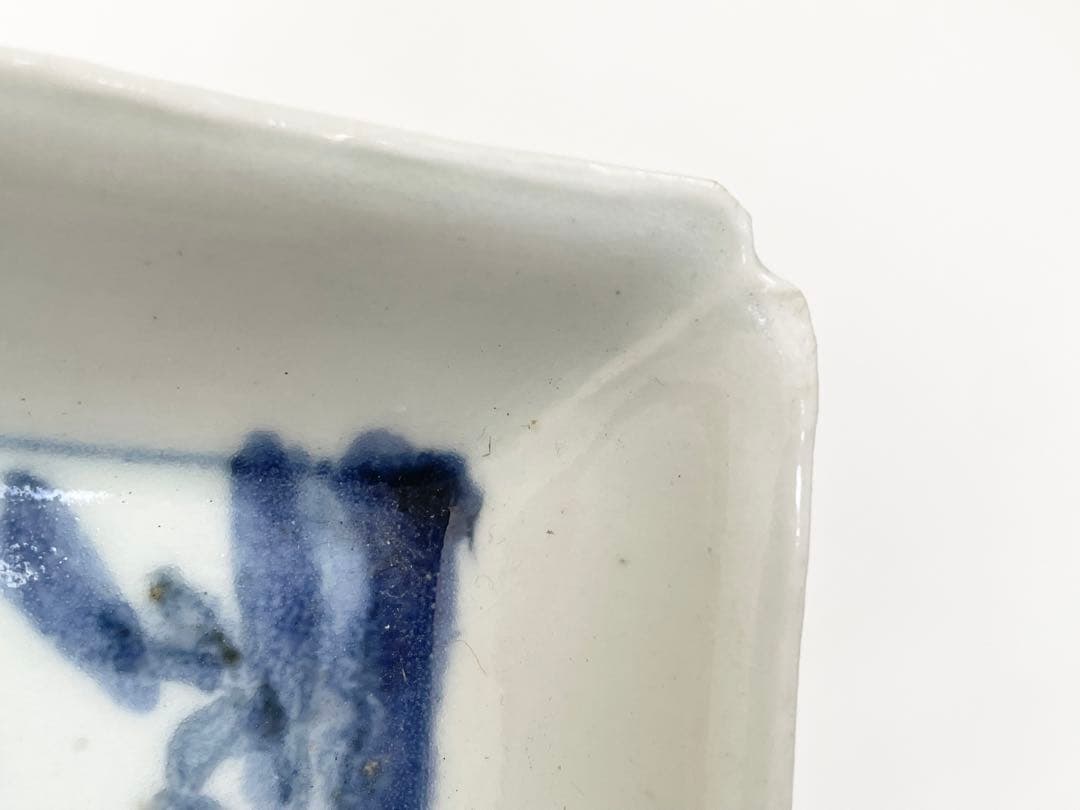 骨董 アンティーク 古伊万里 染付 水車波文様 長方皿 長皿 料理 懐石