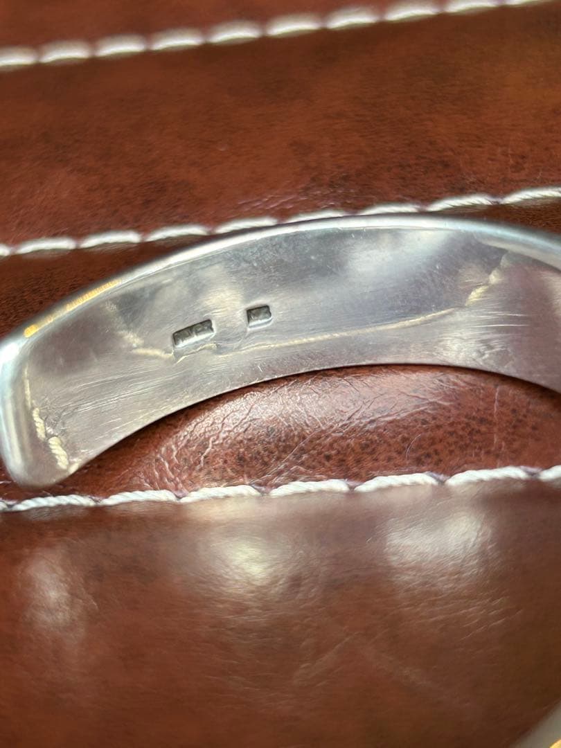 シルバー925×k18 平打ちバングル　マリア　18金