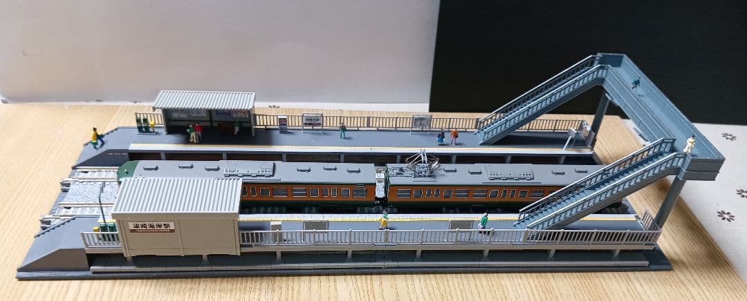 Nゲージ 対向式ホームセット（レール付き）ジオラマ ②