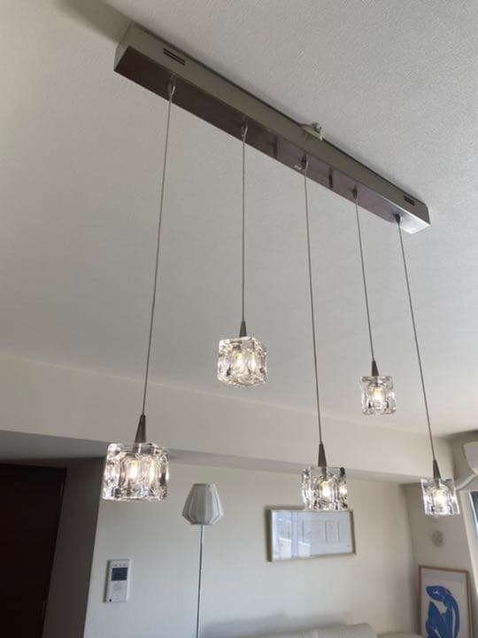 キシマ ガラスキューブ 5灯ペンダントライト LED