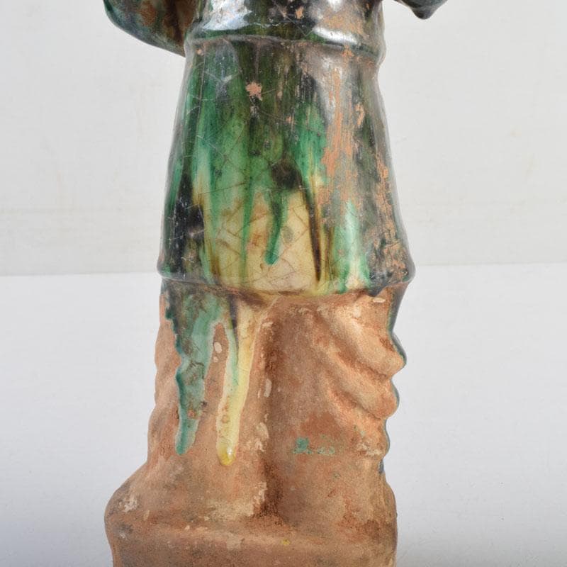 中国 三彩 兵馬俑 人物俑 陶人形 人物像 武人像 C 8846 上海 香港