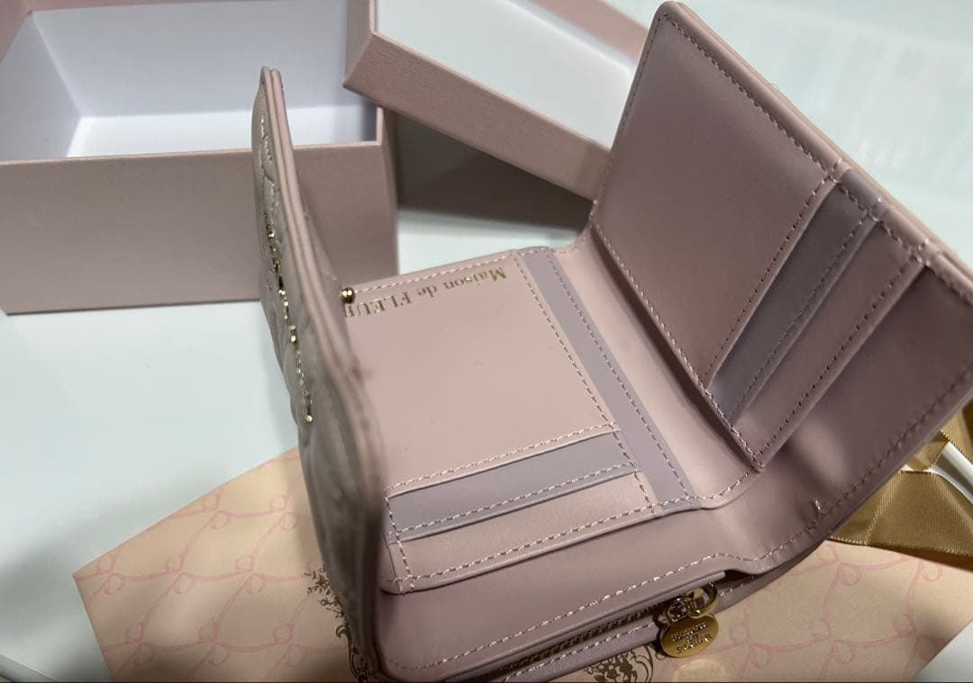 MaisondeFLEURリボンキルティングウォレット ピンク メゾンドフール