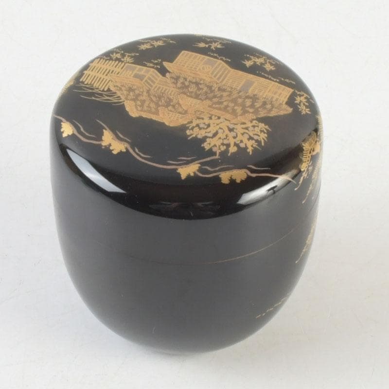 茶道具 漆匠 遠山哲山造 住吉蒔絵 利休棗 共箱 V 9716