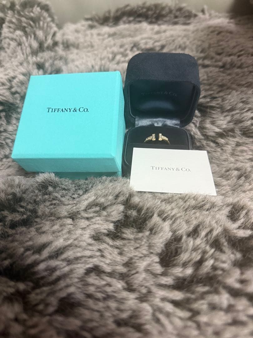 ティファニー　Tワイヤー　ダイヤモンドリングYG 15号ショップカードあり