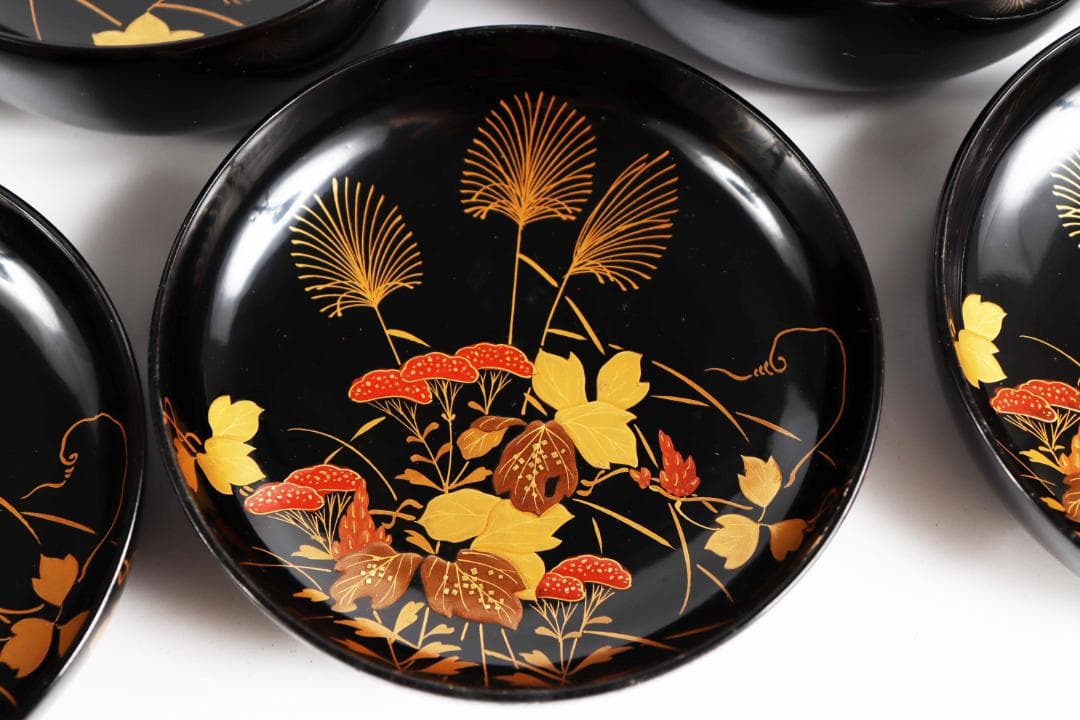 木製漆器 花蝶蒔絵 吸物椀 五客 漆芸③