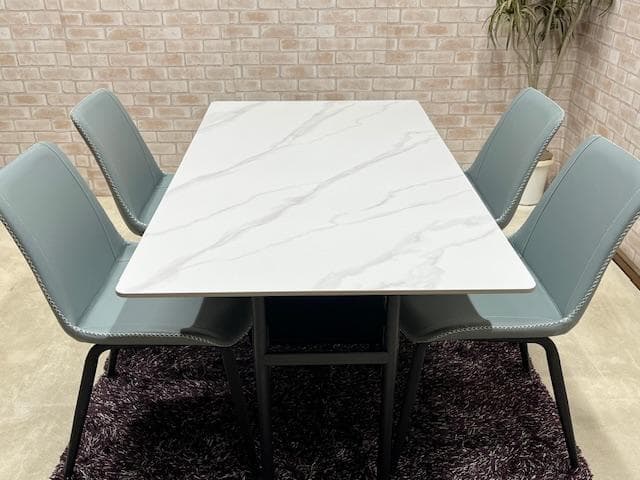 ダイニングテーブルセット　セラミック　４人掛け　WH / LBL　新品