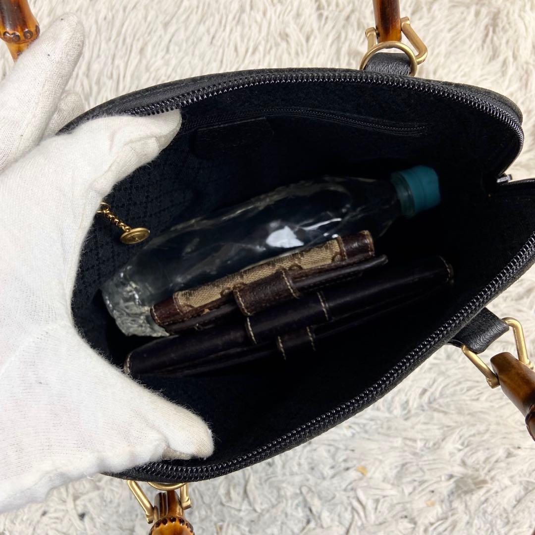 美品 オールドグッチ 2way スエード レザー バンブー 斜め掛け ブラック