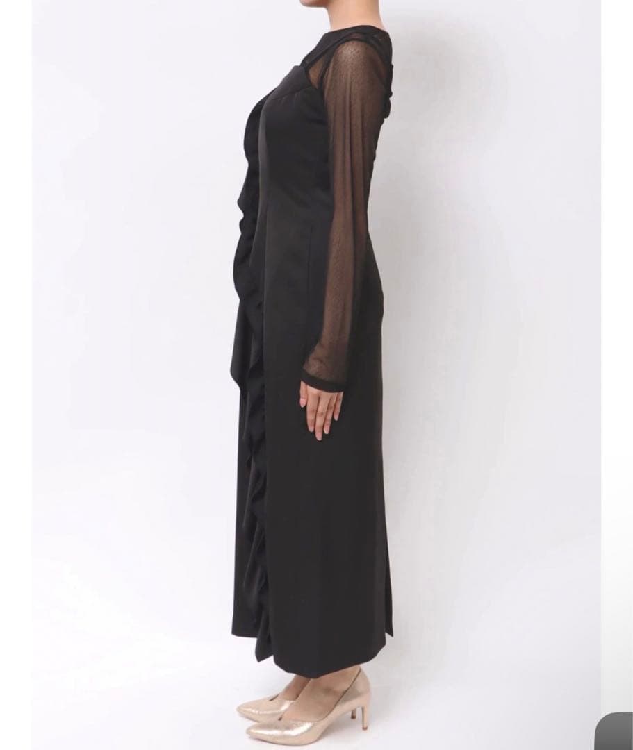 LAGUNAMOON シアートップス付 フリルキャミドレス M ブラック