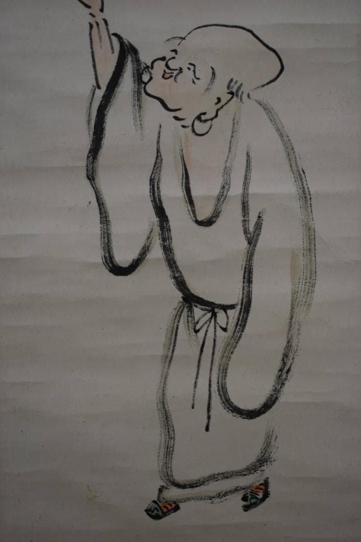 真作/田能村小竺/田能村直雙/人物に鳳凰画賛/布袋屋掛軸HE-756 真作/田能村小竺/田能村直雙/人物に鳳凰画賛/布袋屋掛軸HE-756 真作