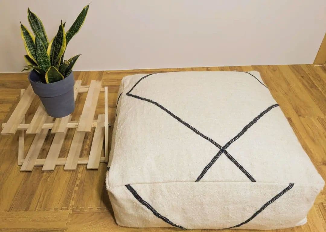 王道のモロッコ キリムベニワレンプフ-No9　ベーシック黒ダイヤ柄