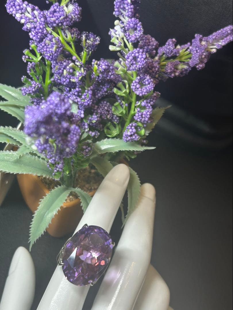 コ*ン様 天然石アメシスト特大リング13号限定サイズ