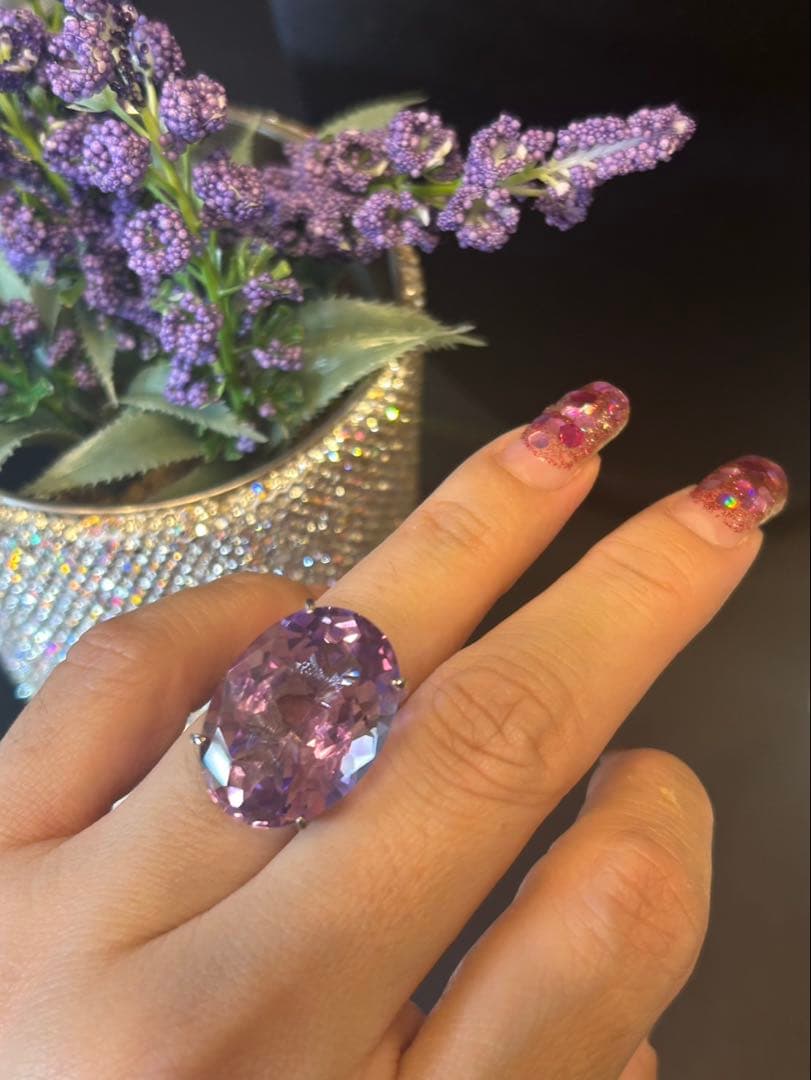 コ*ン様 天然石アメシスト特大リング13号限定サイズ