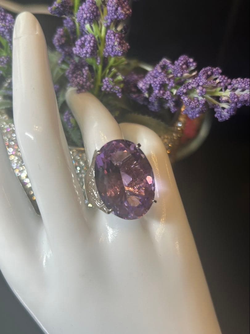 コ*ン様 天然石アメシスト特大リング13号限定サイズ