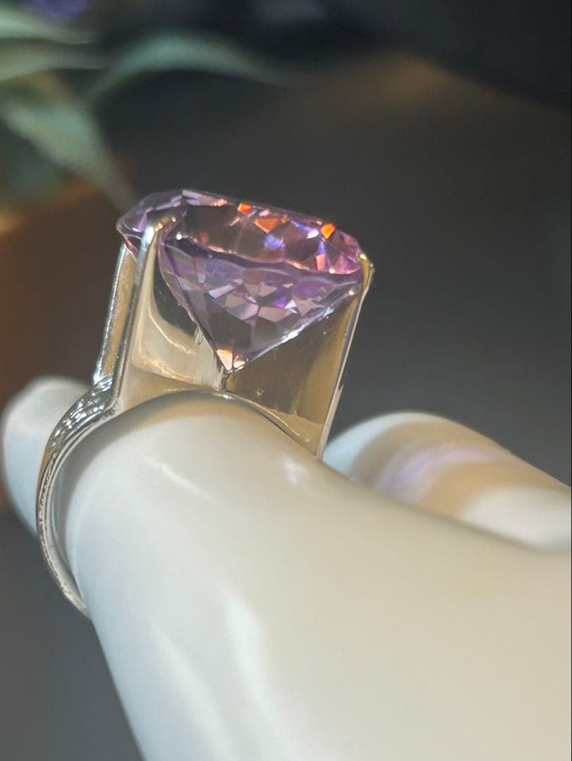 コ*ン様 天然石アメシスト特大リング13号限定サイズ