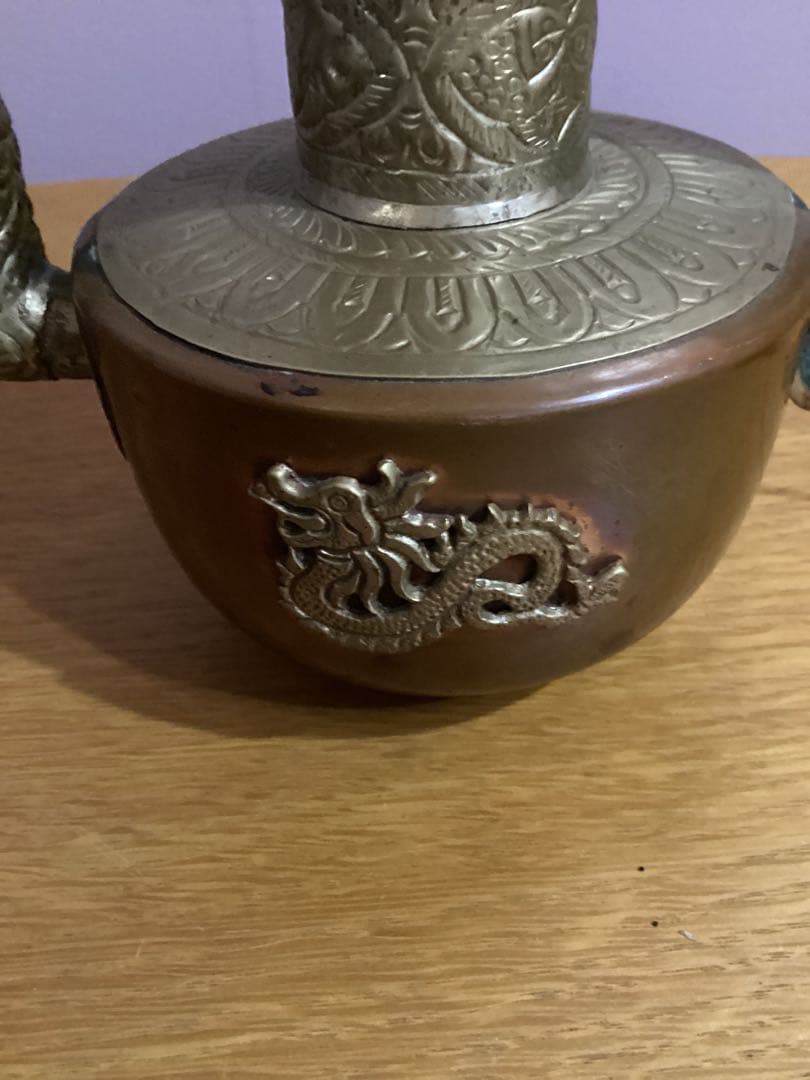 ビィンテージ　水差し　ティーポット　銅　真鍮