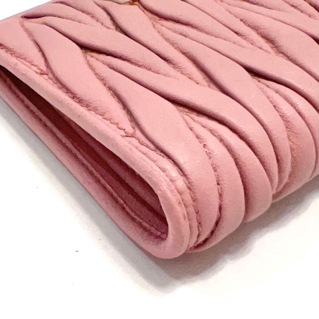 ミュウミュウ マテラッセ 折り財布 ビジュー クリスタル ゴールド金具 ピンク