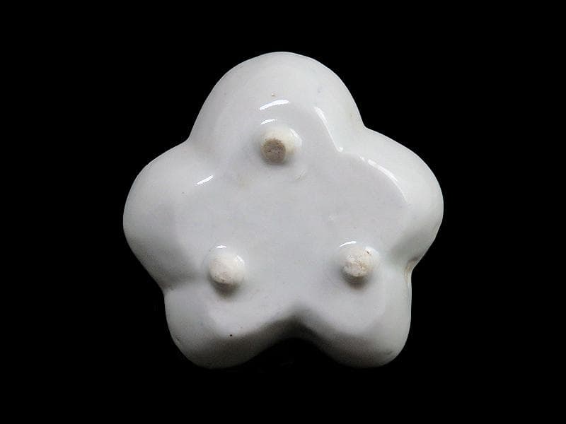 古伊万里　染付　岩に菊の図　梅型変形皿　豆皿　E585AS-CQy