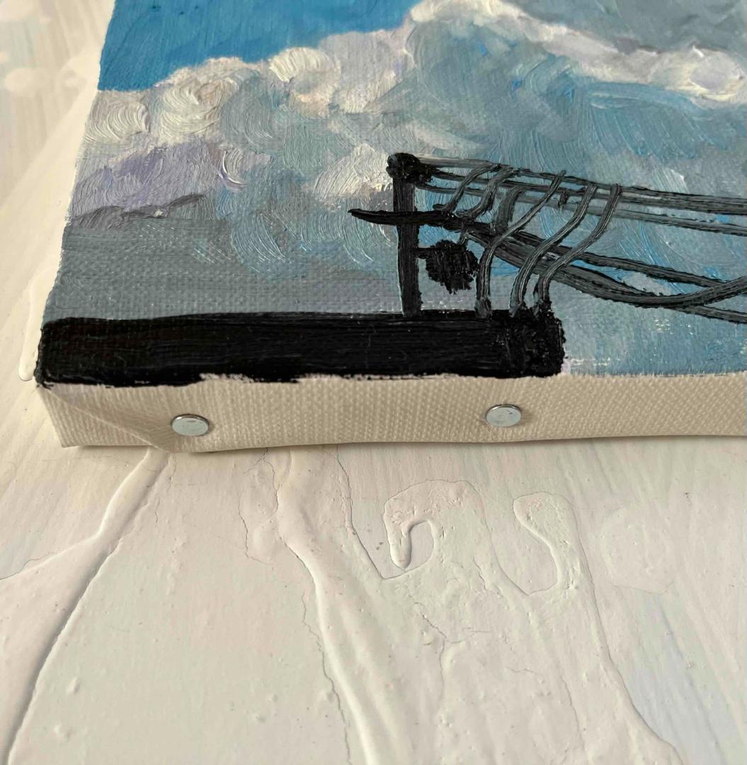 油彩画　原画「近所の風景　その2」アート　絵画 22×27㎝ F3　キャンバス