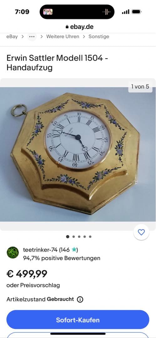 アンティーク時計erwin sattler modell 1504