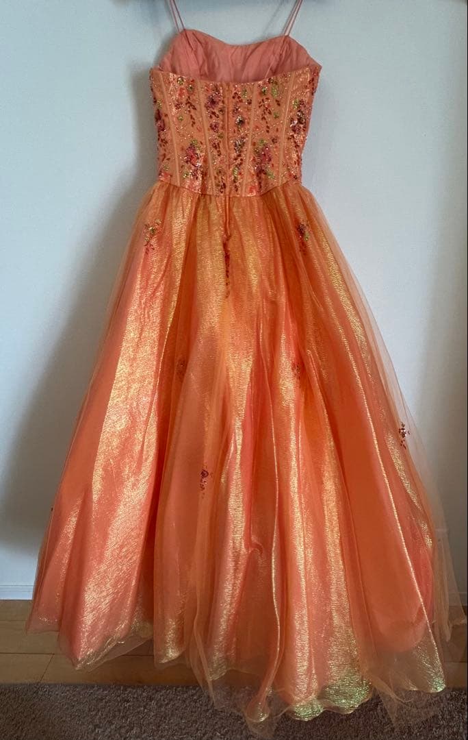 《1/7まで限定セール》 オレンジ カラードレス