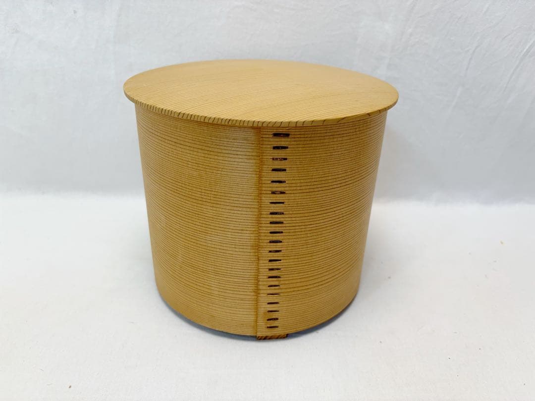 美品 茶道具 杉木地 曲水指 利休形 曲物 綴目 茶器 水差し