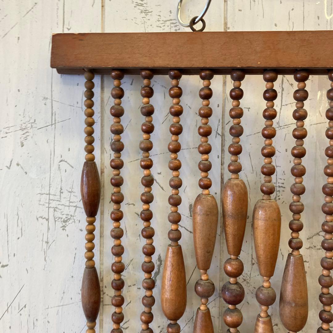 昭和レトロ アジアン アーチ型 木製 ウッドビーズ のれん 暖簾 玉簾 暖