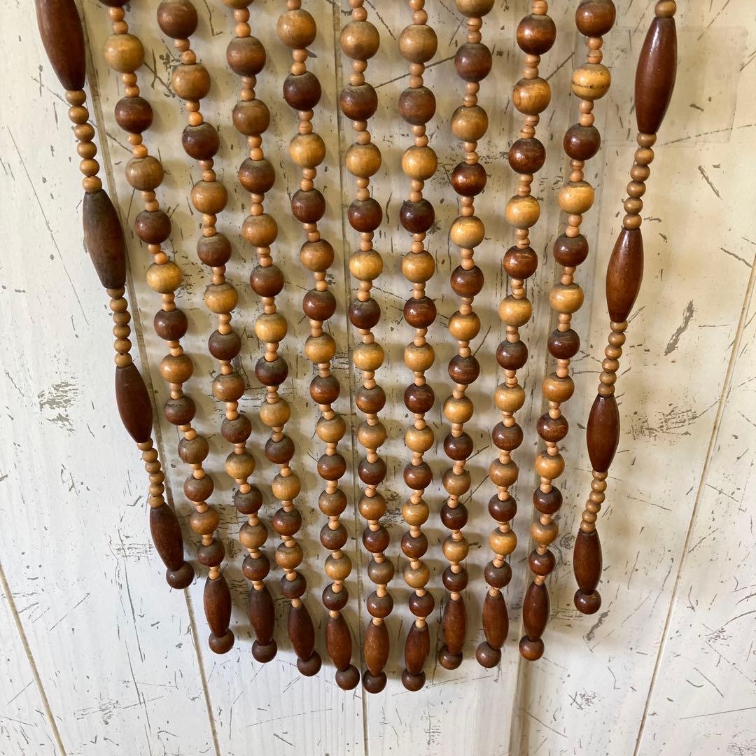 昭和レトロ アジアン アーチ型 木製 ウッドビーズ のれん 暖簾 玉簾 暖