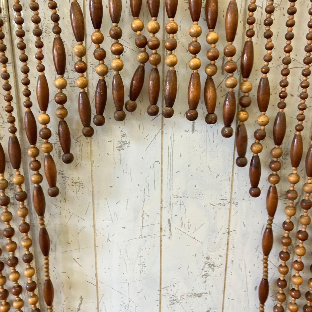 昭和レトロ アジアン アーチ型 木製 ウッドビーズ のれん 暖簾 玉簾 暖