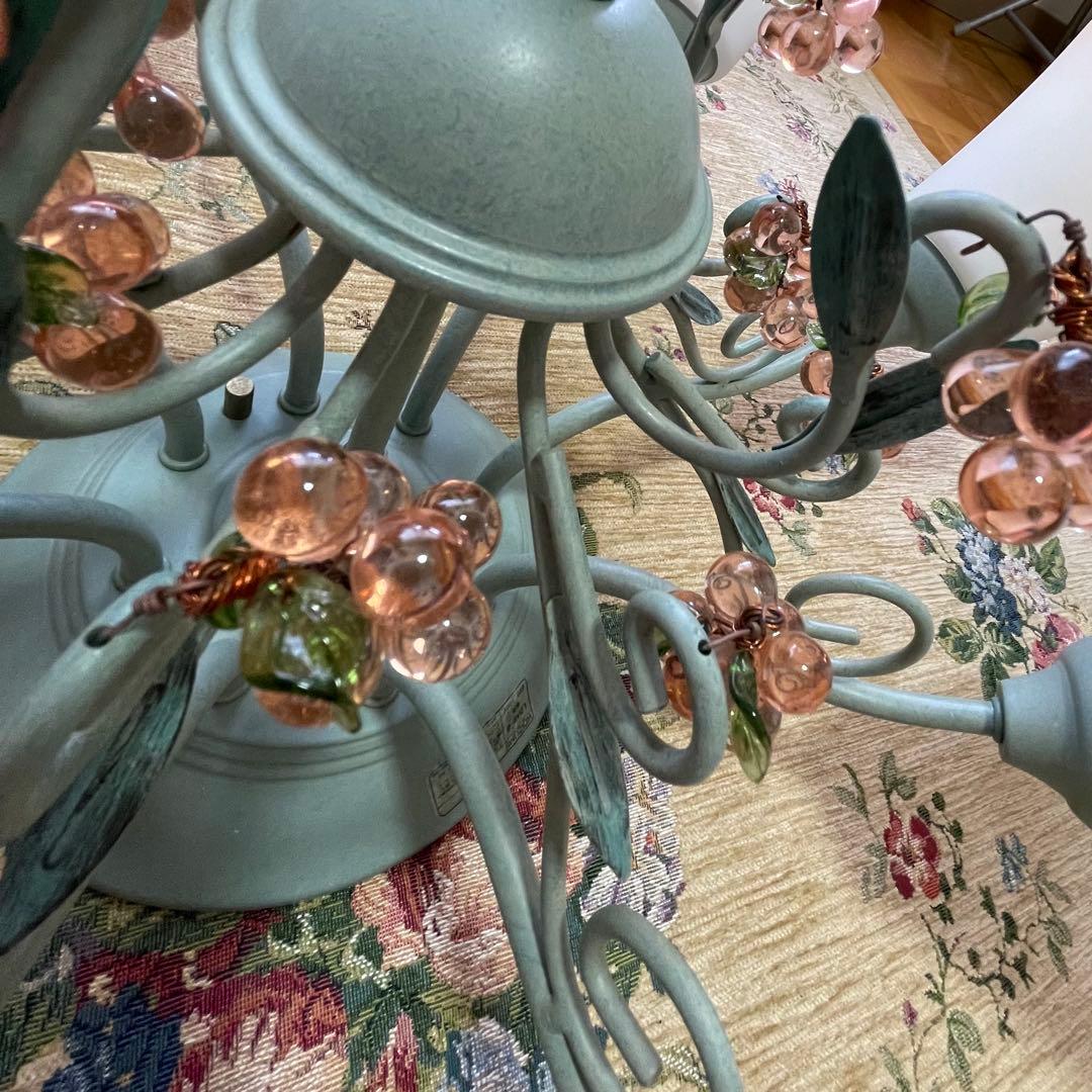 KOIZUMI LEDシャンデリア ピンク 姫部屋インテリア ガラス細工 8灯