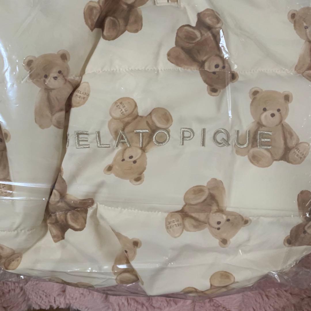 ジェラートピケ 中綿ベスト くま柄 L CAT&DOG】中綿ベスト(ウェア