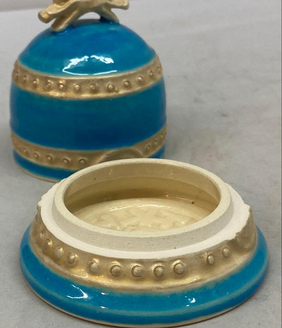 B333b 双竜頭釣鐘 香合 吾唯足知 作者不詳 保存用桐箱付 茶道具