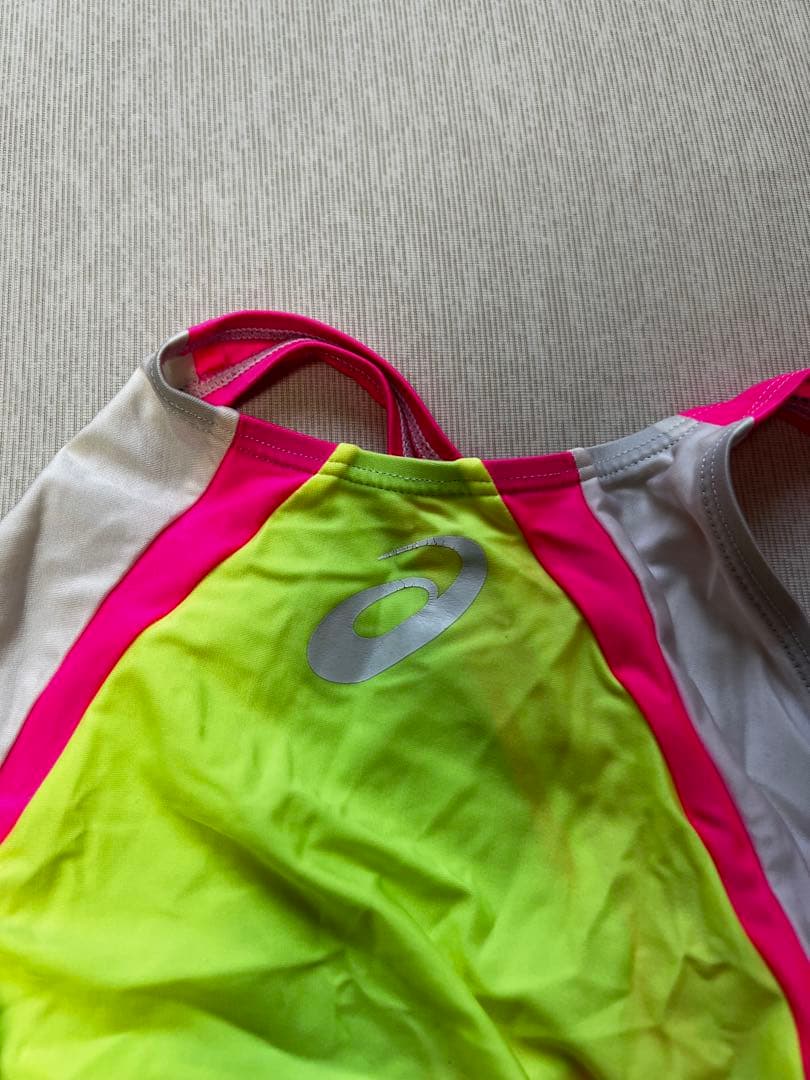 ASICS 蛍光イエロー ピンク スポーツ用水着 ハイドロCD