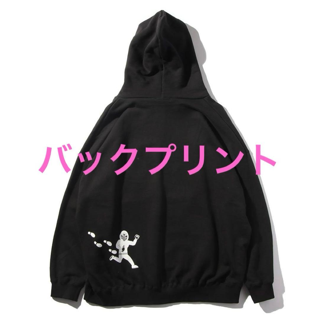 花*様 バスBIGパーカ PUNK DRUNKERS ブラック パーカー XL