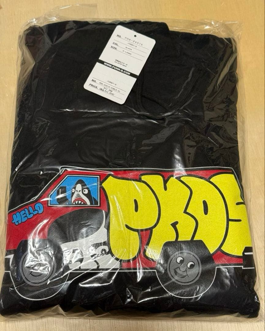 花*様 バスBIGパーカ PUNK DRUNKERS ブラック パーカー XL