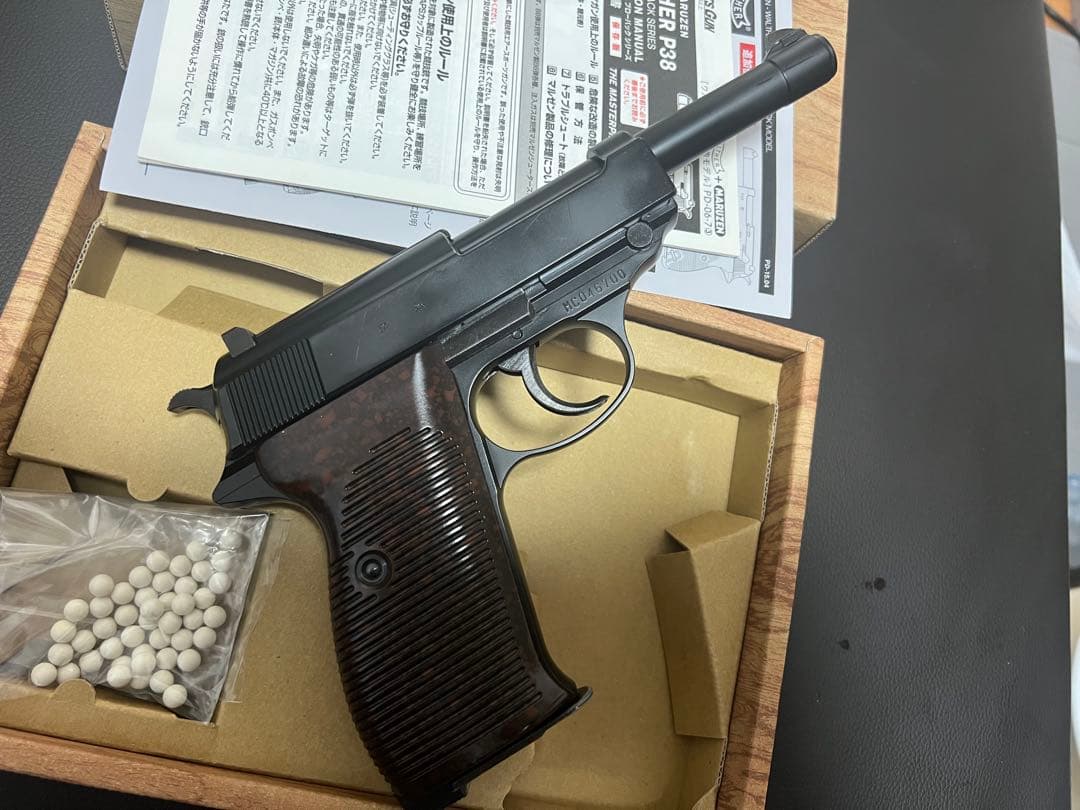 美品　マルゼン　ガスブローバックガン ワルサーP38 AC41ブラックモデル