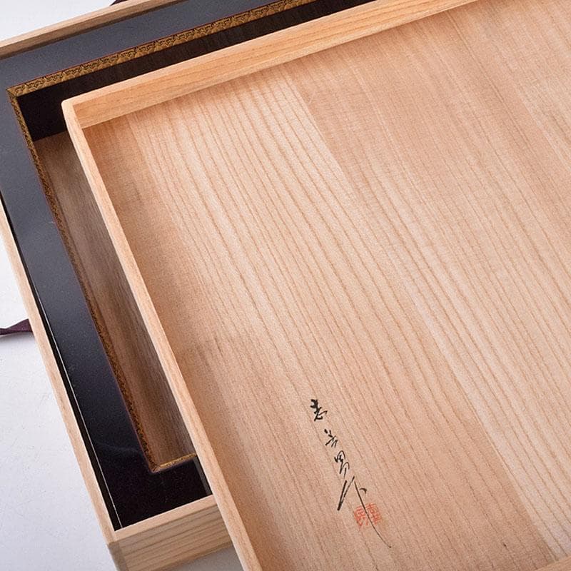 茶道具　輪島塗　前志芸男作　沈金桐模様　炉縁　共箱　V　R8956B