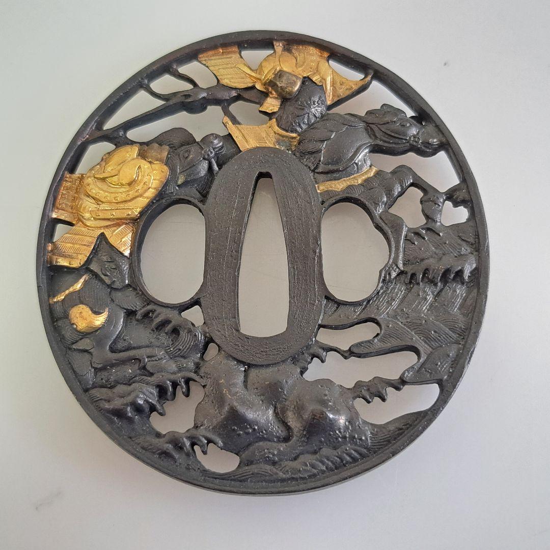 飾り鍔 3点セット 台付 透かし鍔 刀装具 Mナ