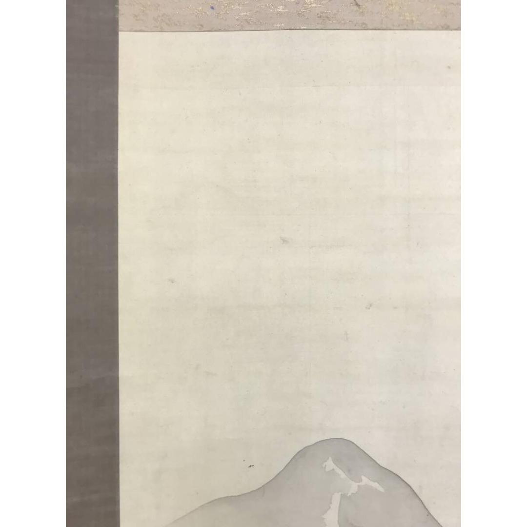 真作/原田圭岳/山水人物図/早春田家図/春の掛軸/掛軸/名家伝来/