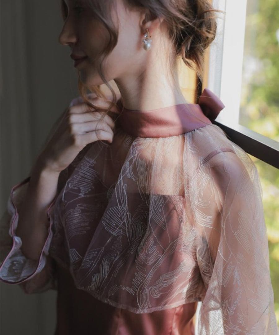 【美品】dorry doll ドリードール　リーフブラウスセットドレス　ピンク系