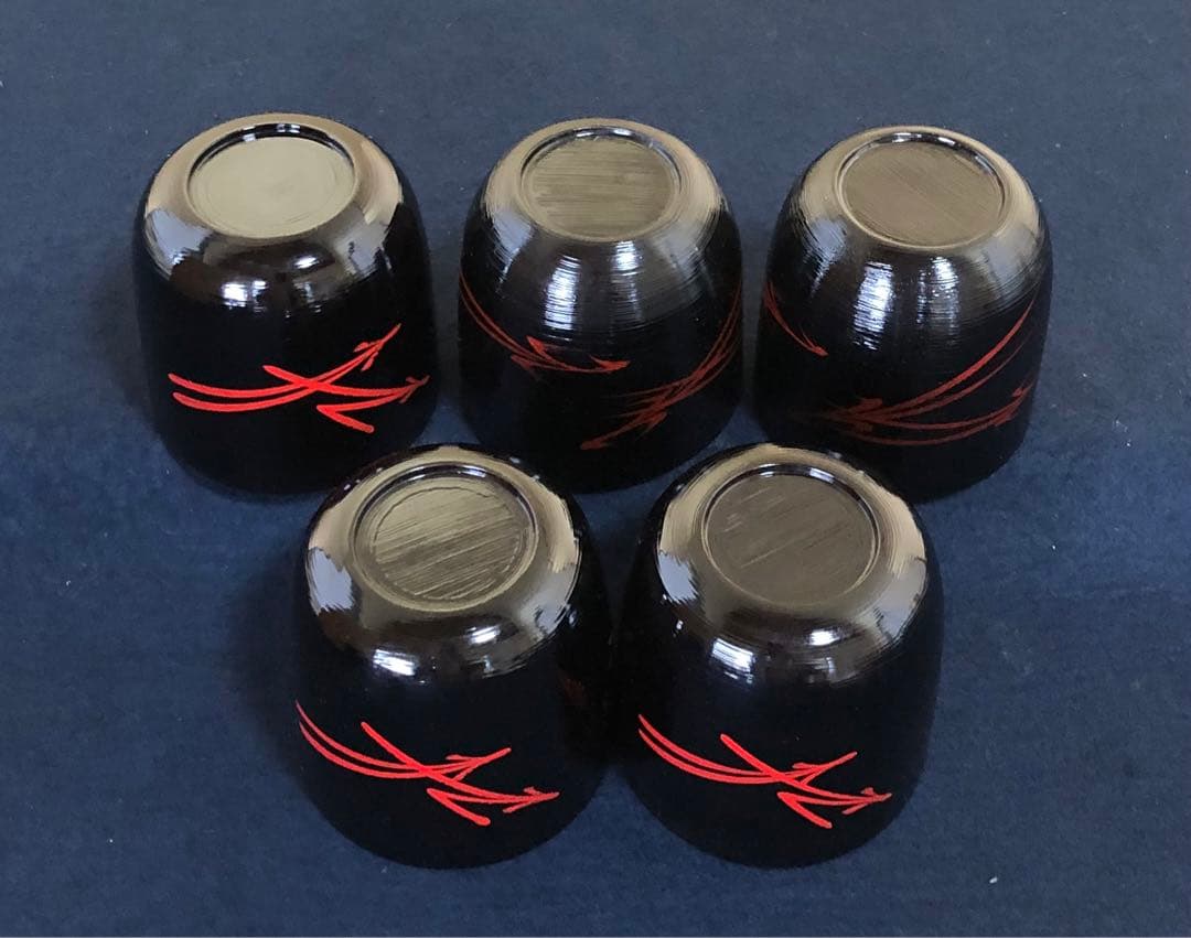 懐石 松葉絵 箸洗5客 木製漆器 平安 光阿弥造 共箱　250905H3