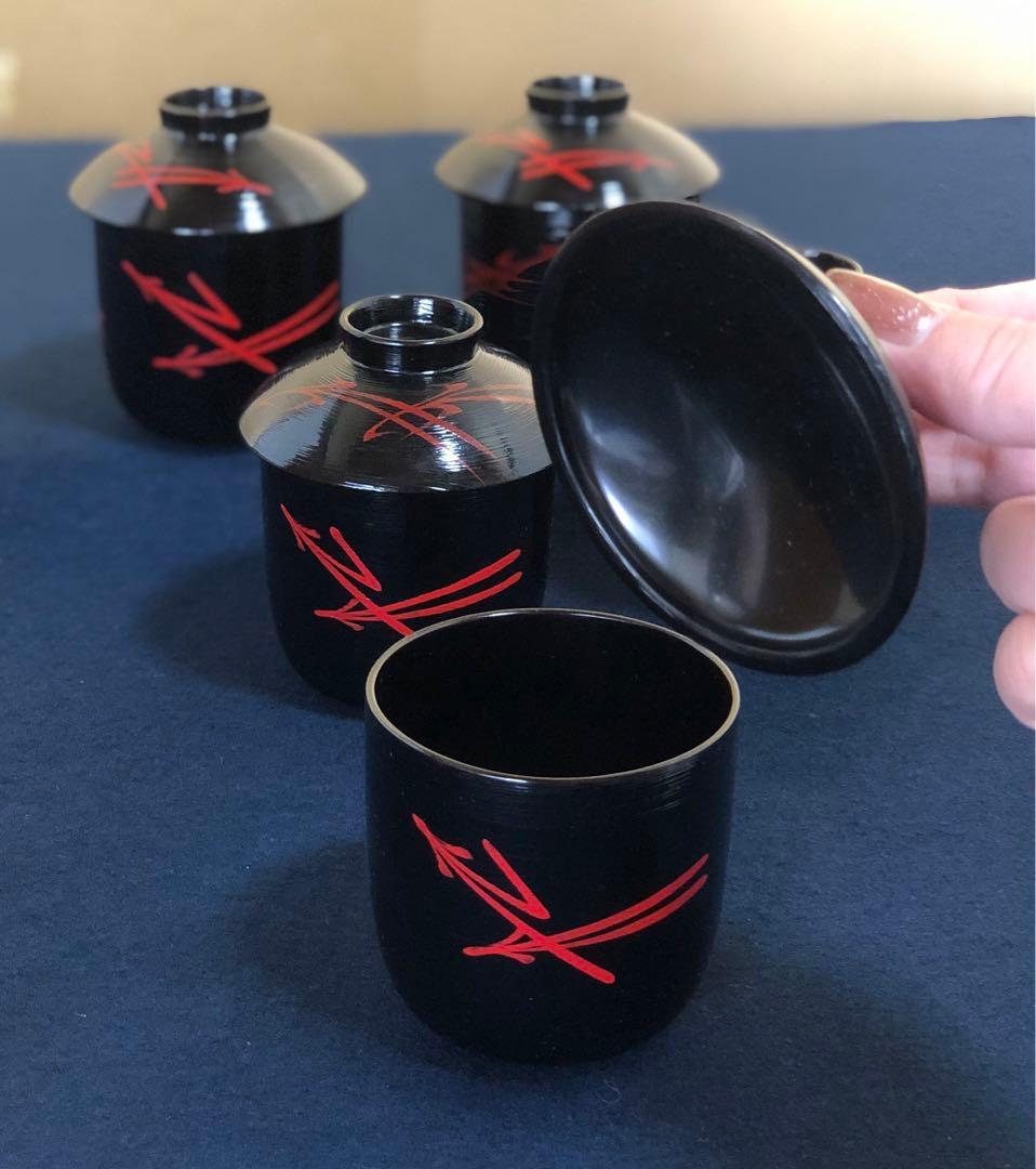 懐石 松葉絵 箸洗5客 木製漆器 平安 光阿弥造 共箱　250905H3