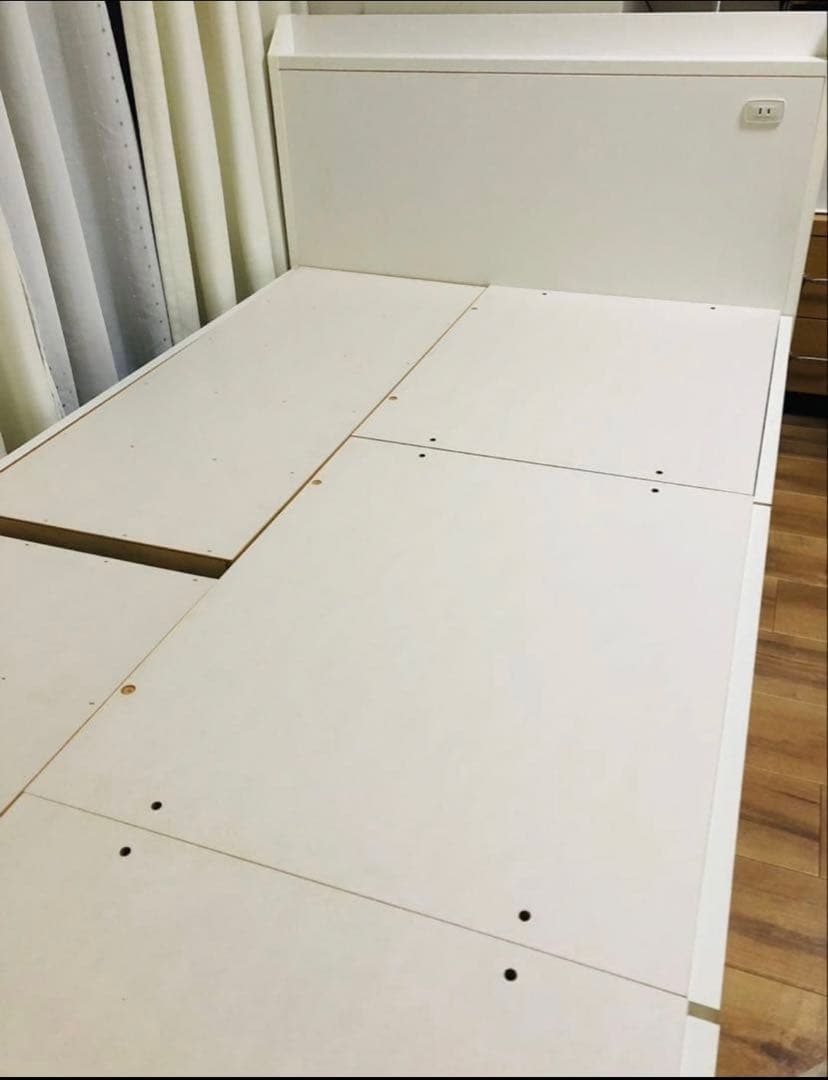 シングルベッド(ホワイト) 大容量収納・コンセント付き