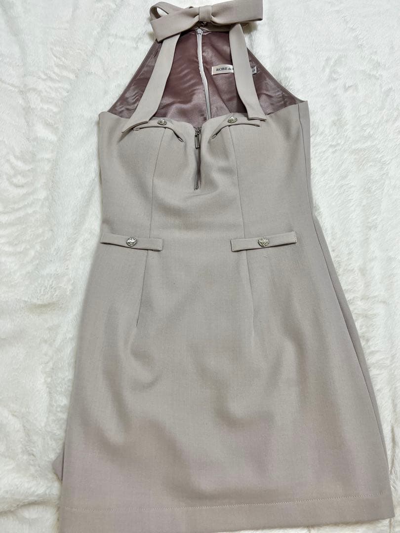 2wayネックリボンバストジップミニキャバドレス