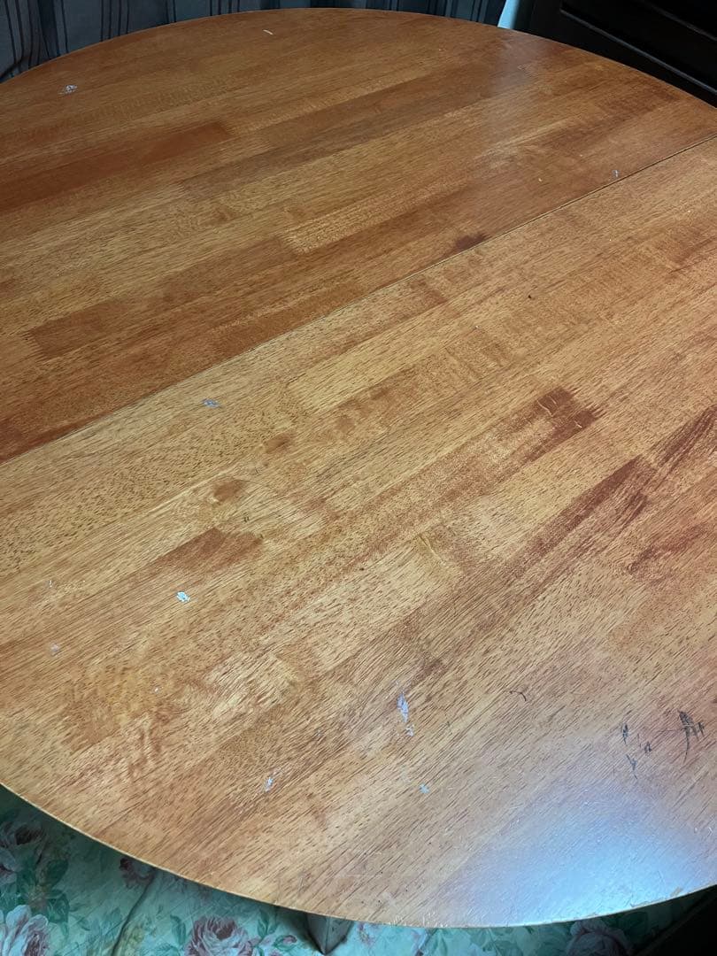 円形木製ダイニングテーブル 伸縮機能付き 引取り希望