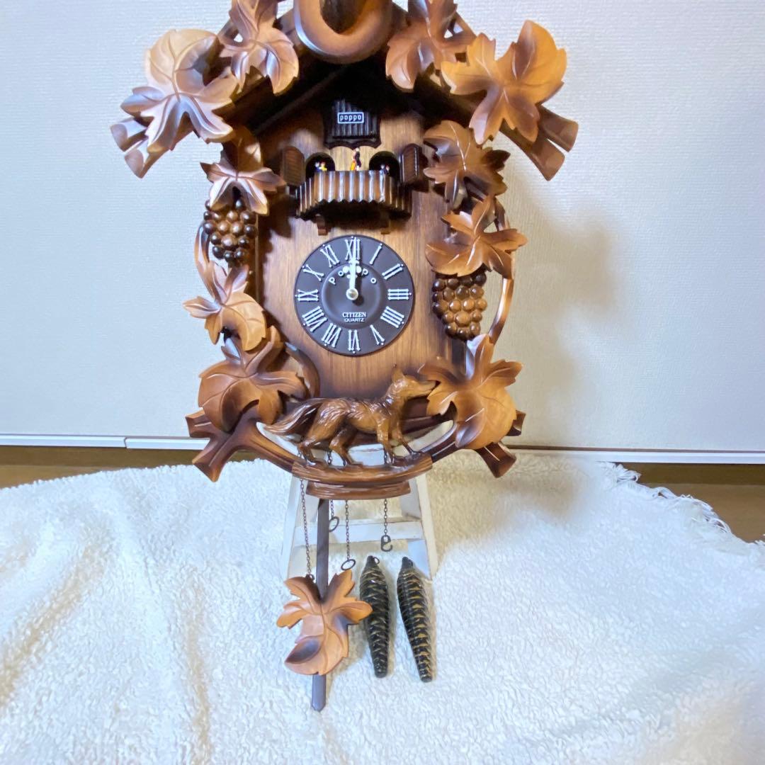 CITIZEN シチズン 壁掛け時計 鳩時計 木製 鹿 アンティーク 振り子付き
