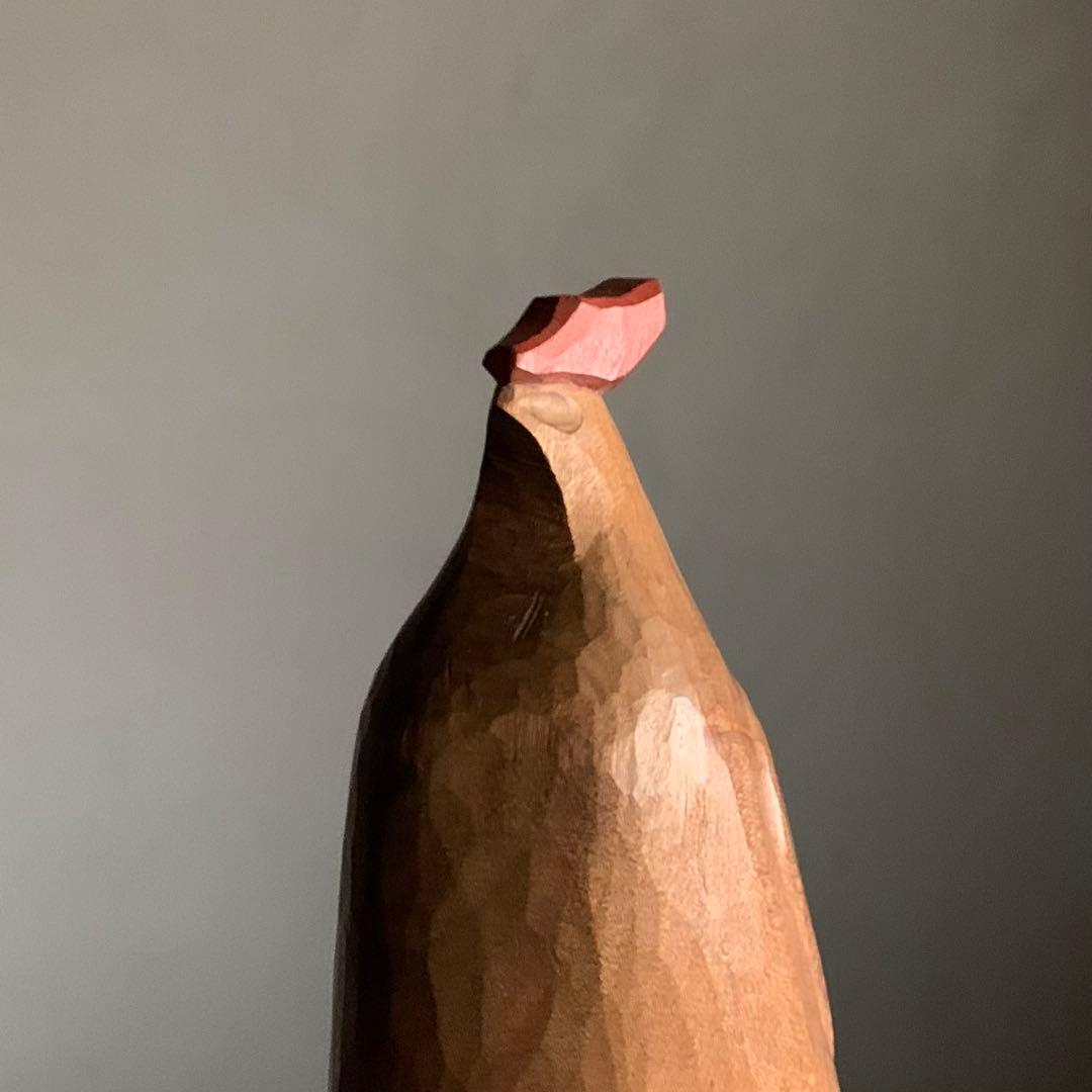 木彫 鶏 但馬木彫 彫刻作品 石田えいじ 古道具 アンティーク アート