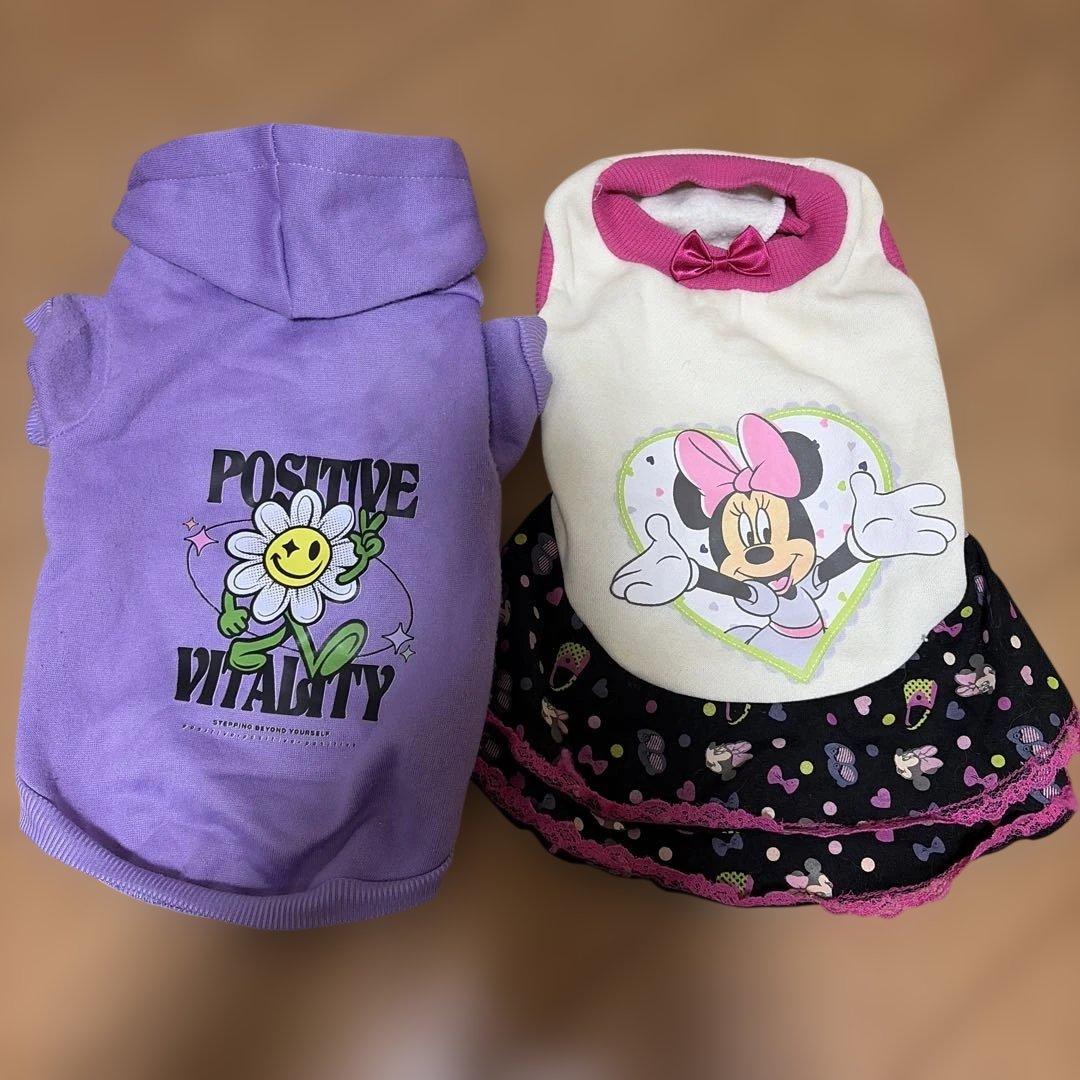 犬服 ミニーちゃんワンピース 紫パーカー - メルカリ