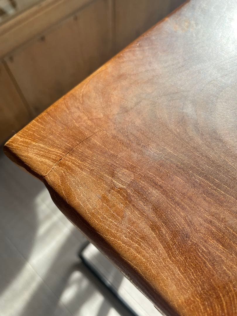 スツール／チーク材一枚板×スチール製脚／インダストリアル／ヴィンテージ風