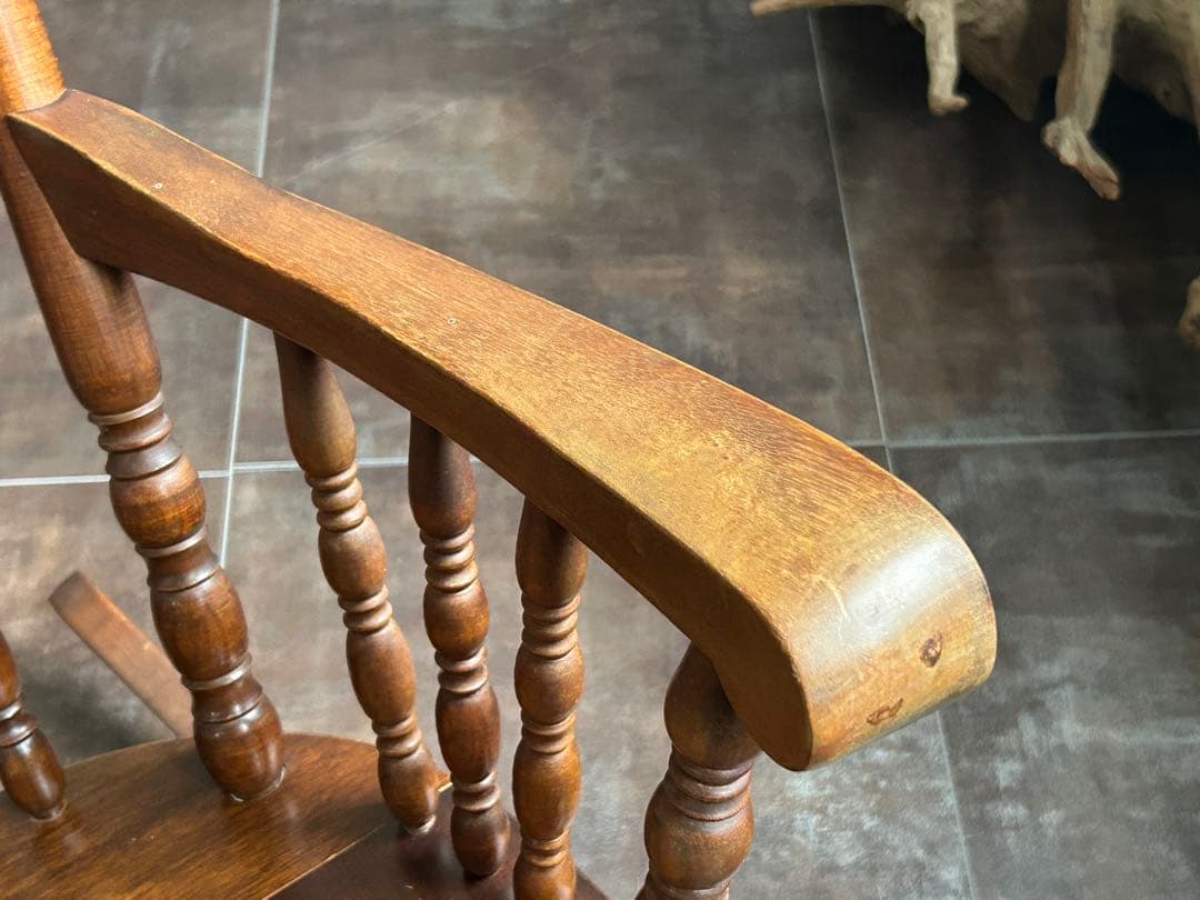 超希少ウルフロッキングチェア無垢材クラシックアジアン木彫りINR